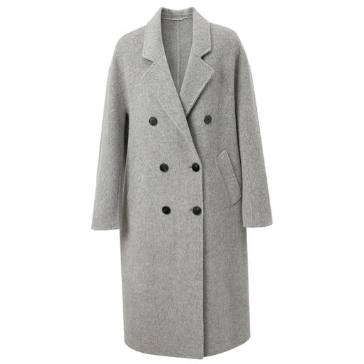 三彩2024冬季新款静奢风阿尔巴卡双面呢毛呢大衣外套长款女M 商品图4