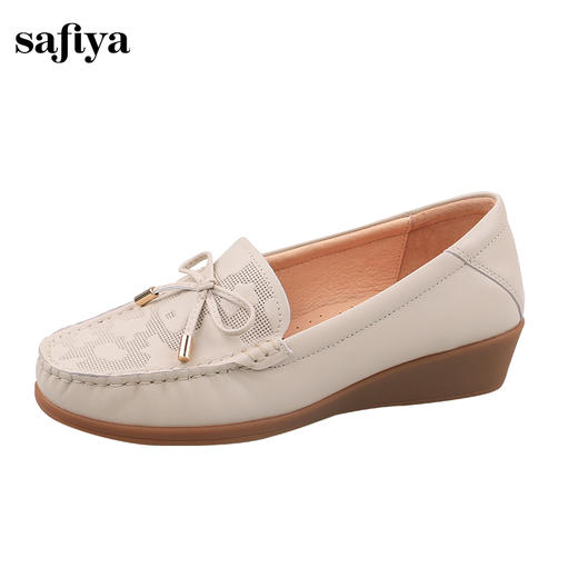 Safiya/索菲娅2024秋新款真皮蝴蝶结镂空浅口休闲防滑平底单鞋 SF43111402 商品图2