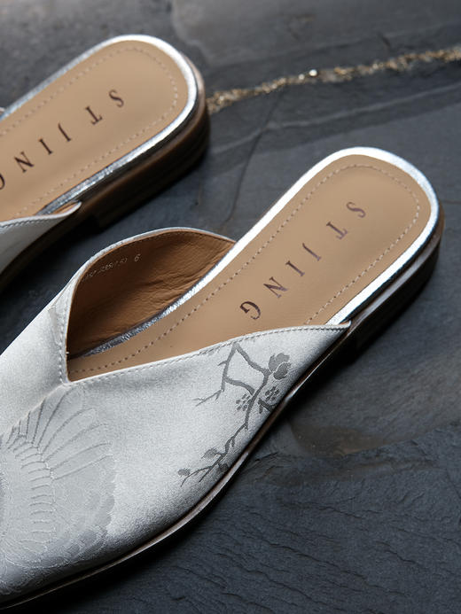 盛唐婧 |纯手工全皮真丝提花半拖鞋(特殊商品不退不换) 商品图3