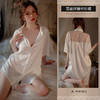 【蕾丝拼接衬衫裙】仙懿夏季男友风衬衫睡衣女宽松短袖性感睡裙冰丝家居服可外穿，深V开襟设计，丝滑柔纱触感。ry 商品缩略图4
