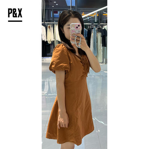 P&X设计师女装梭织连衣短裙 824208273 咖色 商品图2