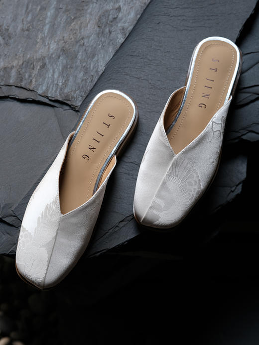 盛唐婧 |纯手工全皮真丝提花半拖鞋(特殊商品不退不换) 商品图4