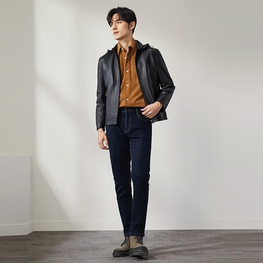 【绵羊皮】柒牌真皮皮衣男士2024秋冬新款商务百搭可脱卸帽领外套	127J70400 商品图4