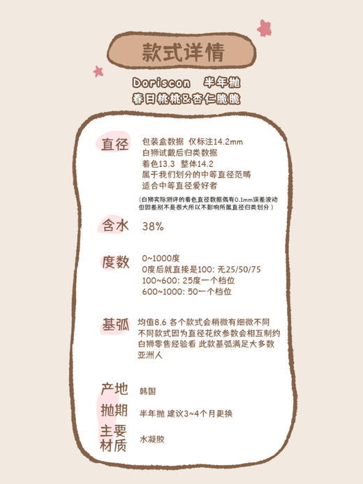 Doriscon旗下 ·半年抛 春日桃桃&杏仁脆脆 ｜14.2mm白狮参考着色中等直径   2片 商品图11