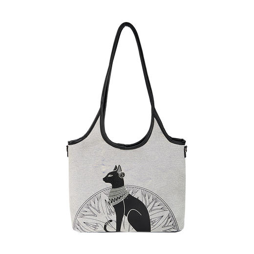大英博物馆 盖亚·安德森猫系列 通勤托特包单肩包-灰色 商品图4