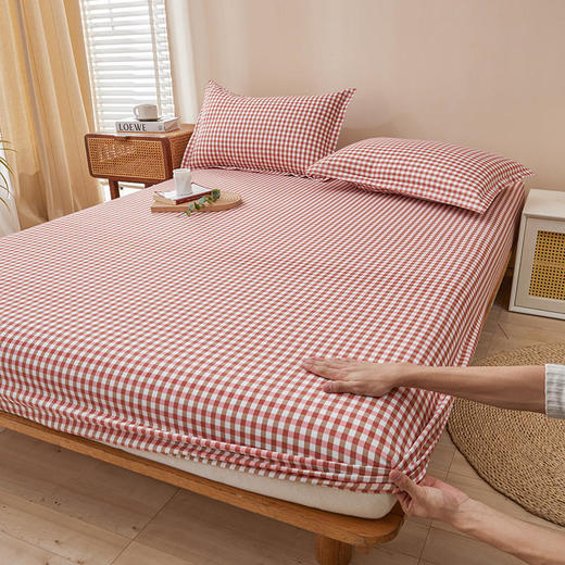 【三件套！床笠+双枕套】无印风水洗云朵棉床笠三件套 商品图2