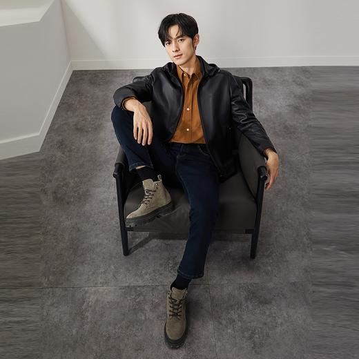 【绵羊皮】柒牌真皮皮衣男士2024秋冬新款商务百搭可脱卸帽领外套	127J70400 商品图3