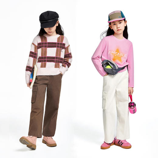 女童休闲单裤工装风运动长裤子阔腿裤新款安奈儿童装EG436518 商品图3
