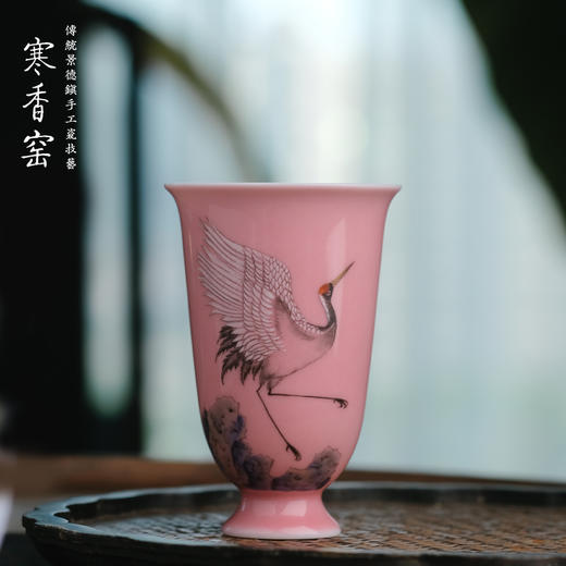 寒香窑乾隆粉彩 鹤骨松姿高脚杯（缺货） 商品图0