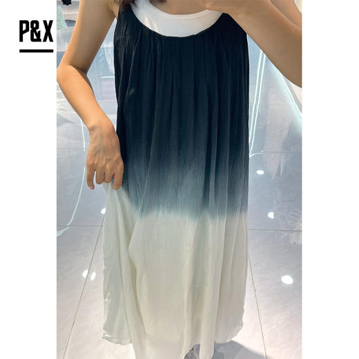 P&X设计师女装 夏季梭织无袖连衣长裙 824208272 蓝/白 商品图2