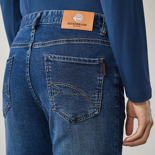 【含羊毛】柒牌水洗牛仔裤男2024秋冬新款时尚休闲百搭直筒长裤子	127H71350 商品图2