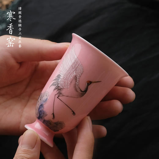 寒香窑乾隆粉彩 鹤骨松姿高脚杯（缺货） 商品图2