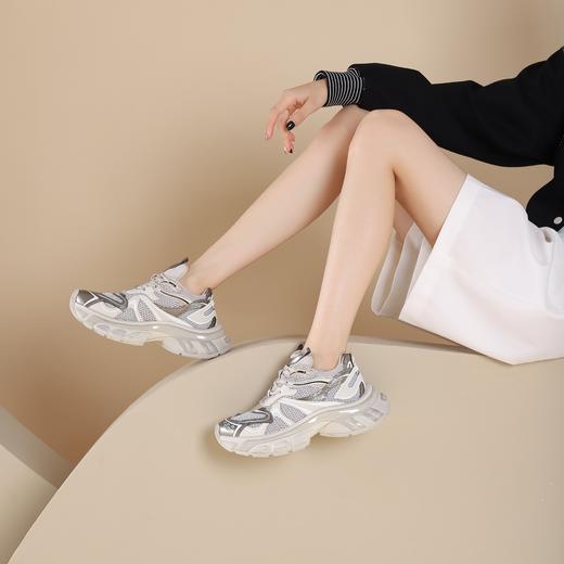 westory秋季新款超轻厚底系带舒适透气老爹鞋W24CM75191 商品图3