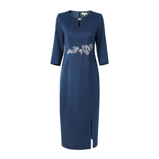 LC-LC2407新款披肩两件套连衣裙春秋洋气时尚中长款修身宴会礼服 商品图4