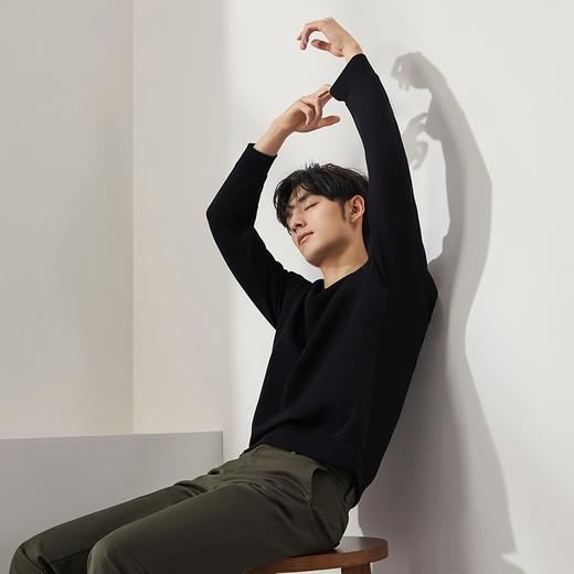 柒牌男装圆领卫衣2024秋季新款时尚提花拼接休闲百搭男士套头上衣	127W70410 商品图1