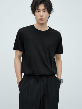 【男装】【特惠不退货】麦檬男装夏黑色T恤9F7301372