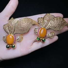 S925蜜蜡锦鲤吊坠