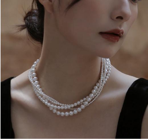 🔥【百百合同款搭配】baby小米珠贝壳珍珠项链-ME01617：👉1.2mm+4mm贝壳白色珍珠项链以微小的珍珠打造出大气的魅力，🍊 商品图0