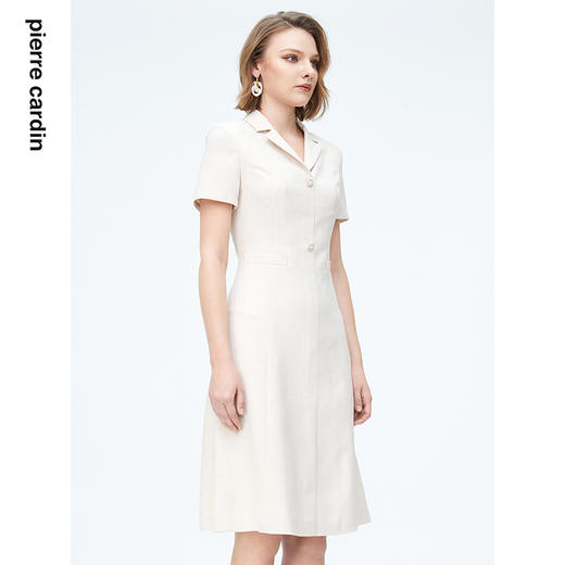 皮尔卡丹女装连衣裙商务浅米短袖高级感通勤OLA字裙P4219D4098M1
 商品图1