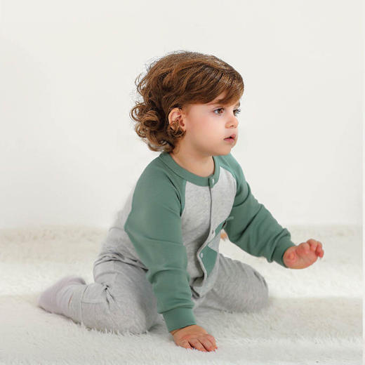 棉果果秋季新品内衣有机棉纱5A抗菌男童莫代尔对开哈衣连体衣M311722424525 商品图1