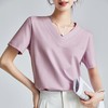 商场同款液氨白色短袖正肩t恤女 24凉感丝光棉V领打底衫体恤半袖 商品缩略图3
