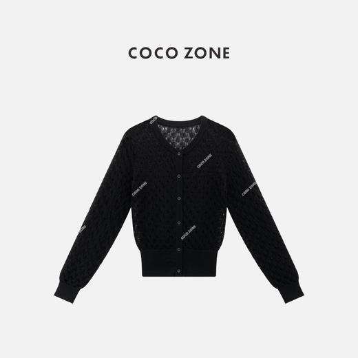 COCO ZONE 夏季薄款镂空针织开衫单排扣长袖上衣CC2B1199 商品图0