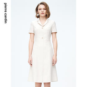 皮尔卡丹女装连衣裙商务浅米短袖高级感通勤OLA字裙P4219D4098M1
