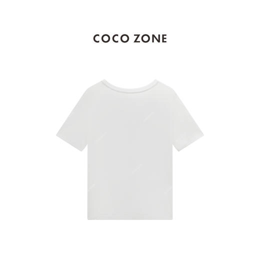 COCO ZONE 撞色圆领短袖T恤字母印花休闲上衣CC2B1095 商品图1