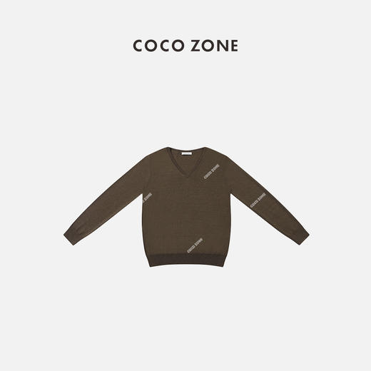 COCO ZONE春秋打底衫V领螺纹下摆长袖毛针织衫23C19656 商品图2