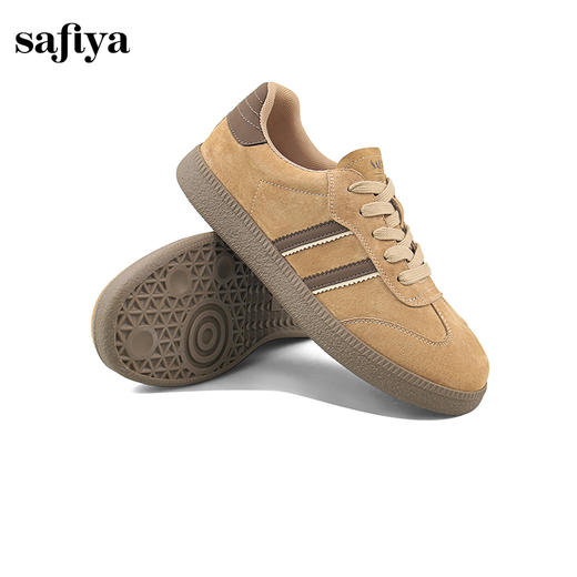 Safiya/索菲娅2024秋复古美拉德反绒拼色百搭休闲系带德训鞋 SF43112112 商品图8