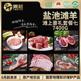 滩越  盐池滩羊滩上豪礼套餐七7400g（羊后腿2000g*1、羊前腿1500g*1、羔羊全排1500g*1、原切羔羊块 750g*2、羊肉馅450g*1、油包腰450g*1）