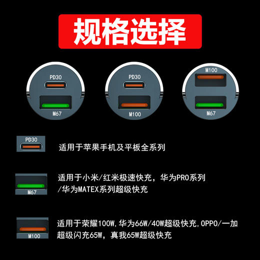 新款车载充电器200W隐形超级快充头多功能迷你拉环点烟器 转换插头 商品图2