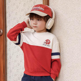 棉果果秋季新品男童春秋款简约百搭撞色拼接纯棉圆领套头卫衣M312180224456