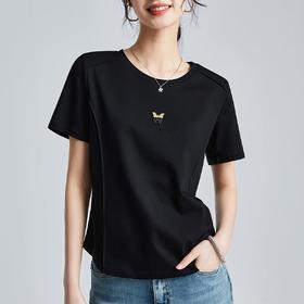 双面丝光棉凉感t恤液氨白色短袖正肩t恤女 24春夏圆领打底衫体恤