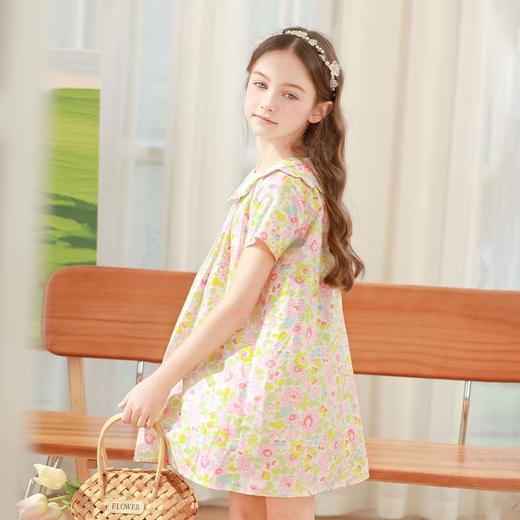 mettekids女童连衣裙2024夏新款纯棉裙子儿童甜美翻领碎花公主裙 商品图6