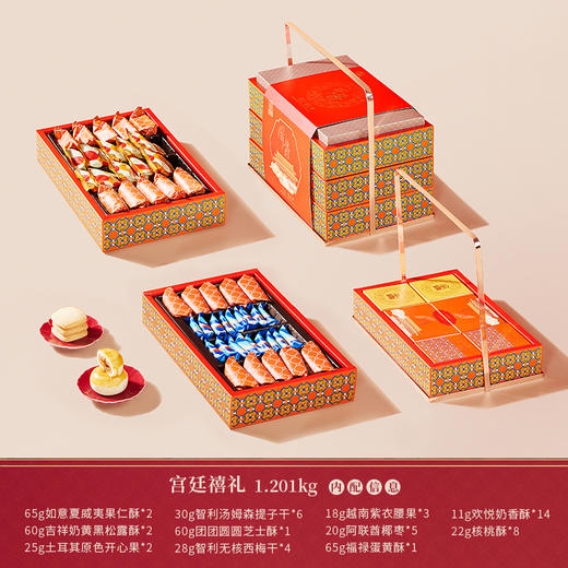 【臻味&上新了故宫】宫廷禧礼 坚果糕点礼盒1.201kg 商品图1