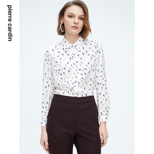 皮尔卡丹女装清新气质淑女修身通勤百搭长袖衬衫P4158B4024W3
 商品图3