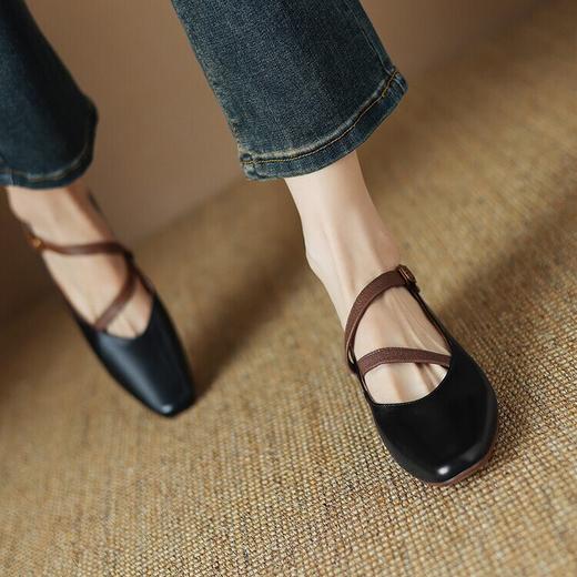 【预售5天】超软真皮~时装单鞋，法式复古绝美气质圆方头芭蕾玛丽珍鞋LD&6885 商品图4