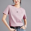 2024丝光棉新款白色t恤女正肩短袖夏季女装圆领明线装饰纯色上衣 商品缩略图3
