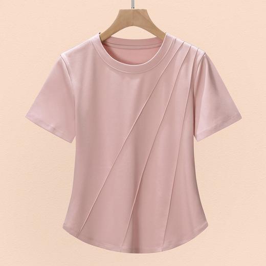 丝光棉短袖t恤女凉感正肩2024夏季新款休闲宽松打底衫 商品图2