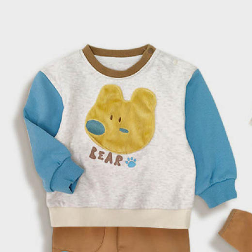 棉果果秋季新品男童撞色拼接休闲百搭小毛圈卡通套头卫衣M312180224489 商品图0