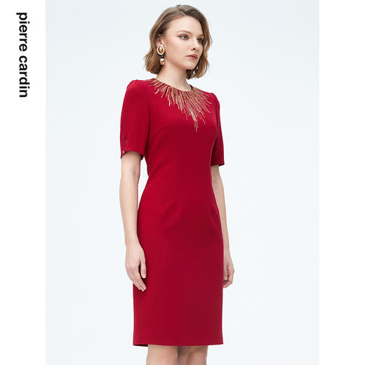 皮尔卡丹女装高级时尚宴会通勤修身知性连衣裙P4222D4102R0 商品图1