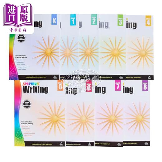 【中商原版】美国新课标教辅 光谱练习册 写作系列9册 幼儿园-8年级 Spectrum Writing Grade K-8 CarsonDellosa 英文原版 商品图1