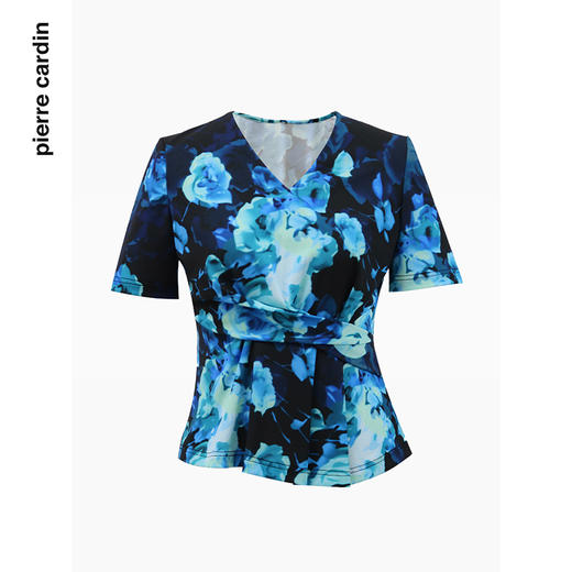 皮尔卡丹女装衬衫复古印花优雅短袖通勤上衣内搭P4200A2002L3
 商品图2