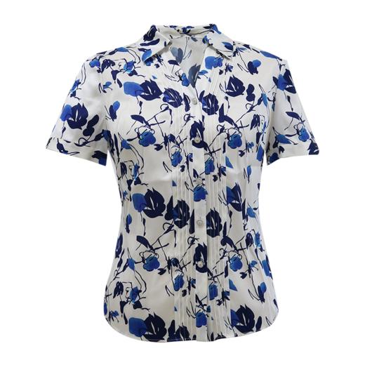 皮尔卡丹女装衬衫夏季新款蓝花色绣花短袖桑蚕丝衬衫P4231A4014L3
 商品图4