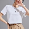 2024丝光棉新款白色t恤女正肩短袖夏季女装圆领明线装饰纯色上衣 商品缩略图1