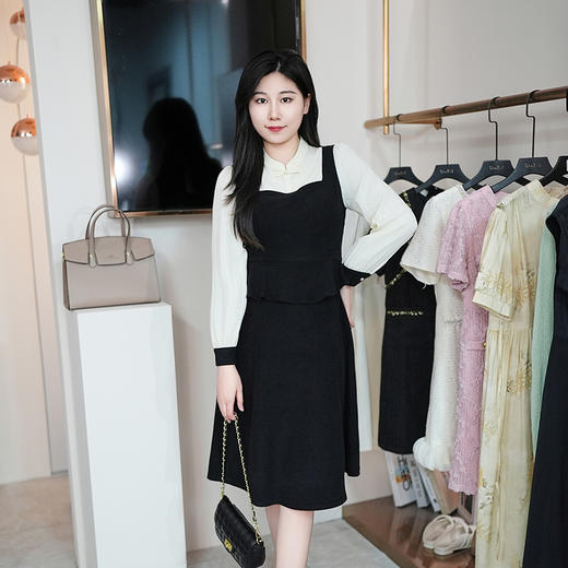 8/4奢姿大码女装2024秋季小立领气质裙子胖妹妹拼接假两件时尚连衣裙9943826641 商品图0