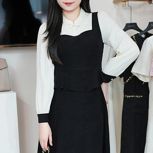 8/4奢姿大码女装2024秋季小立领气质裙子胖妹妹拼接假两件时尚连衣裙9943826641 商品图2