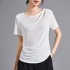 2024夏新款女装日本三Ling三醋酸重磅基础优雅光泽感短袖女T恤女 商品缩略图2