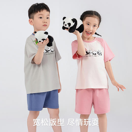 【商场同款】【120-150码】熳洁儿 夏季短袖家居服套装儿童棉拉架短袖短裤24203617 商品图1